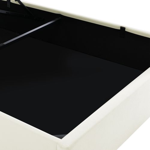 Lit Coffre 140x200cm Lit Rembourré Avec Rangement Intégré + Éclairage LED - Sommier Inclus - Blanc