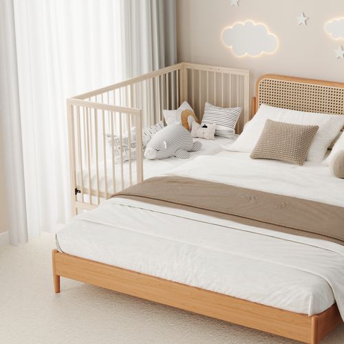Lit Bébé évolutif 120x60 Bois Naturel Réglable Sans Matelas