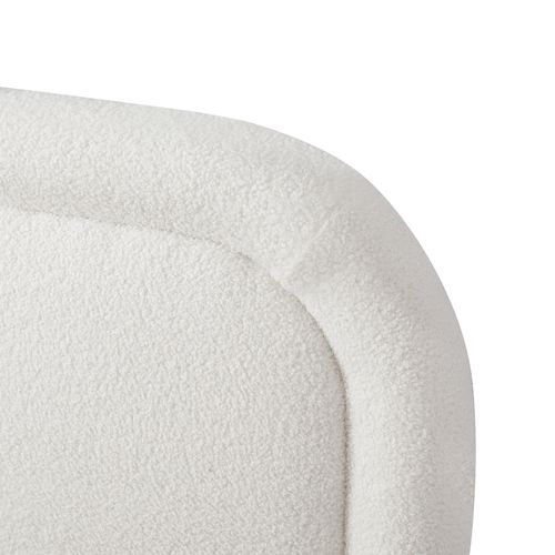 Lit Coffre 160x200 Cm Lit Rembourré Bouclé Blanc, Formes Arrondies, Housse Lavable
