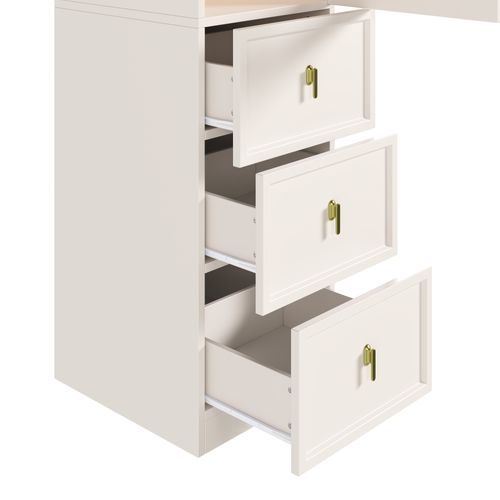 Armoire Penderie 45x48x200 Cm Avec LED, Porte En Verre Strié Et 3 Tiroirs, Blanc