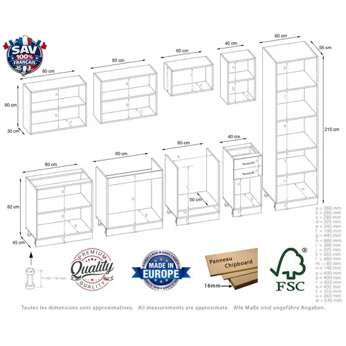 Cuisine Complète Jolly Gris Graphite 320 Cm Colonne Et Encastrement Four 9 éléments