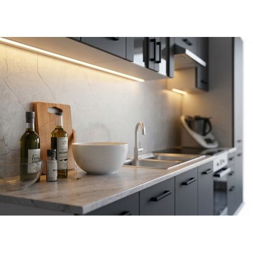 Cuisine Complète Jolly Gris Graphite 320 Cm Colonne Et Encastrement Four 9 éléments