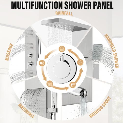 Colonne De Douche Hydromassante Avec Affichage LED De La Température, Mitigeur 5 Fonctions Avec