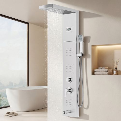 Colonne De Douche Hydromassante Avec Affichage LED De La Température, Mitigeur 5 Fonctions Avec