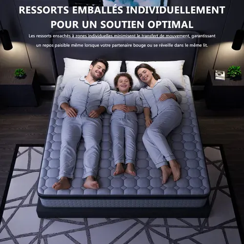 Matelas Ressorts ensachés 140x190 Cm Accueil Mémoire De Forme Épaisseur 25 Cm