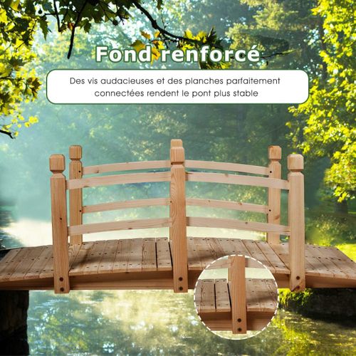 Pont De Jardin En Bois Pont D'etang Pond De Bassin Pont En Bois Décoration 150 X 67 X 55 Cm