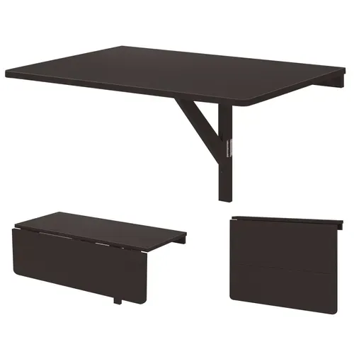 Table Pliante Murale, Petit Bureau Flottant Rabattable, Bureau D'ordinateur,80 X 60 X 45 Cm,Café