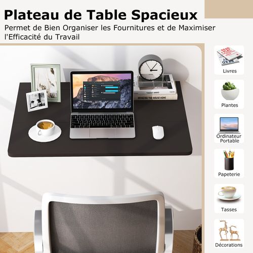 Table Pliante Murale, Petit Bureau Flottant Rabattable, Bureau D'ordinateur,80 X 60 X 45 Cm,Café
