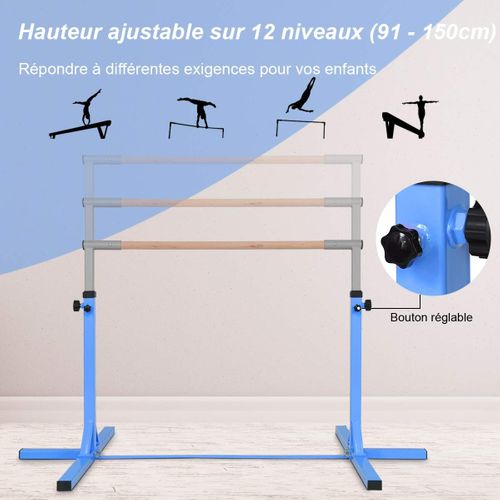 Barre De Gymnastique Hauteur En Acier Réglable De 91 à 150cm Capacité De Poids 100kg,Bleu