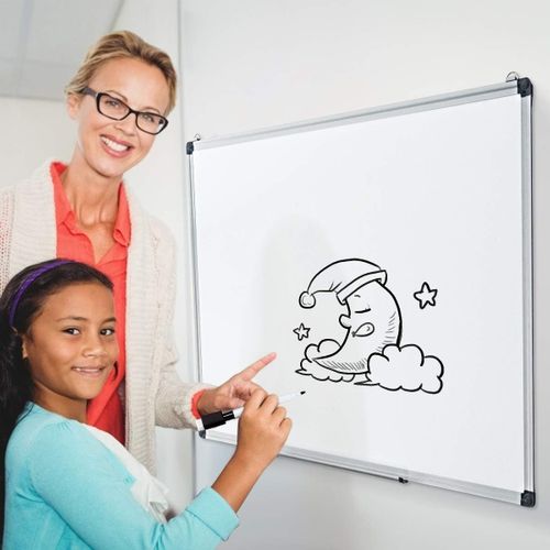 Tableau Blanc Effaçable Surface Magnétique 3 Stylos Et Effaçable à Sec 90*60cm