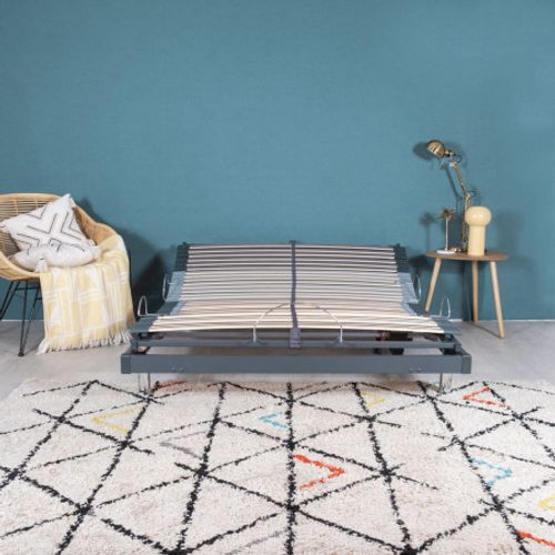 Sommier électrique S50 Mono-lattes Bois-réglage Fermeté Zone Lombaires-140x190-gris