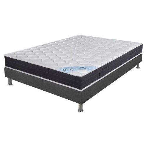 Matelas + Sommier Tapissier 160x200 Ressorts - Rubis - Soutien Très Ferme - Gris