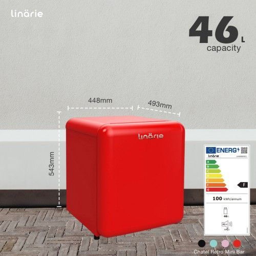 Chatel Mini Cube Réfrigérateur Rétro Rouge 46 litres Linarie Avec Congélateur Intégré LK48MBRED