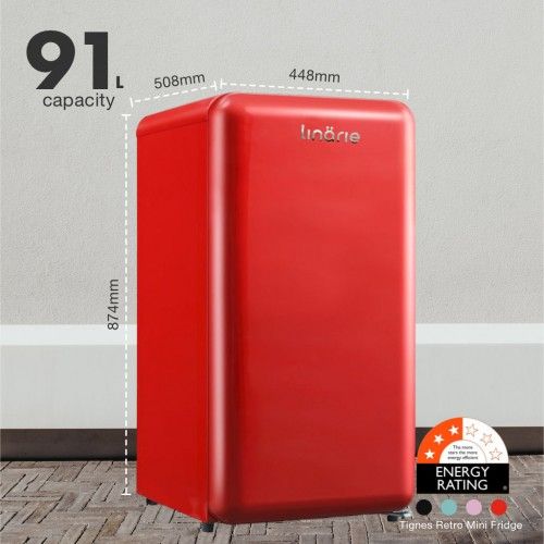 Réfrigérateur Table Top Rétro 91l Rouge Avec Compartiment Congélateur Intégré Lk90ttred