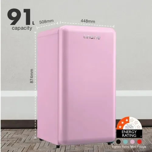 Réfrigérateur Table Top Rétro 91l Rose Avec Compartiment Congélateur Intégré Lk90ttpink