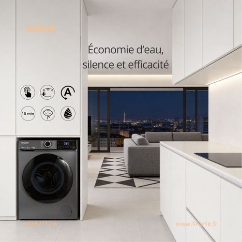 Lave-linge Hublot Ljwm1014g Gris 10kg 1400 Tours Moteur Induction 14 Programmes et Vapeur Classe A