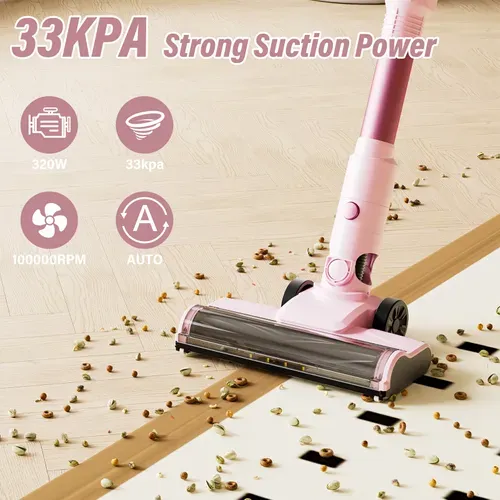 Aspirateur Balai Sans Fil, 33kpa, 320w, Rose