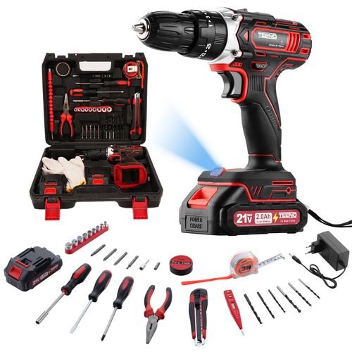 Perceuse Visseuse Sans Fil 21v Pour Batterie Makita 2x2.0ah Batteries,45 Nm Visseuse Devisseuse