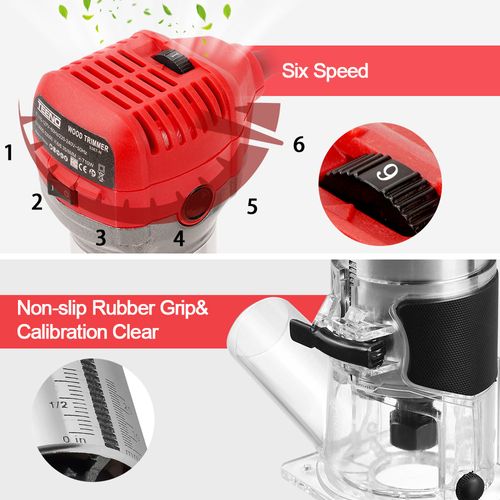 Affleureuse électrique 710w 13000-33000 Rpm Avec Housse Anti Poussière, Affleureuse à Bois Avec 15