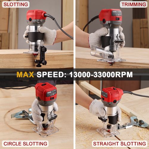 Affleureuse électrique 710w 13000-33000 Rpm Avec Housse Anti Poussière, Affleureuse à Bois Avec 15