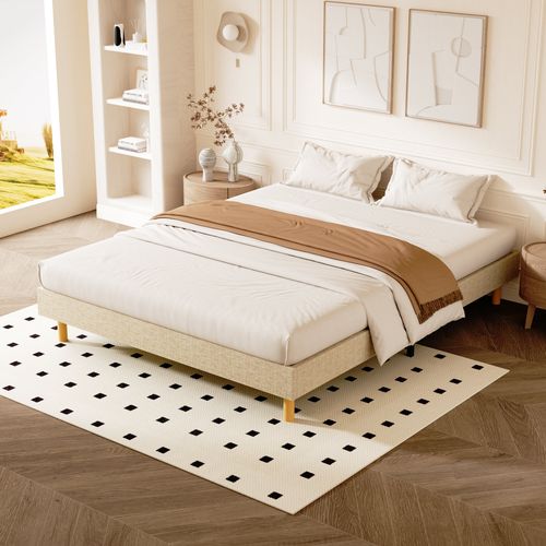 Sommier déco 160x200cm en kit, 14 Lattes, Comfort, Beige
