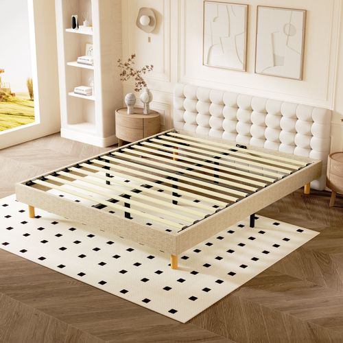 Sommier déco 160x200cm en kit, 14 Lattes, Comfort, Beige