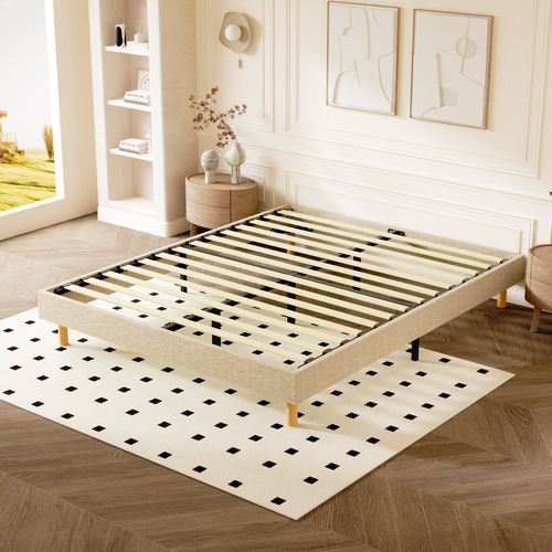 Sommier déco 160x200cm en kit, 14 Lattes, Comfort, Beige