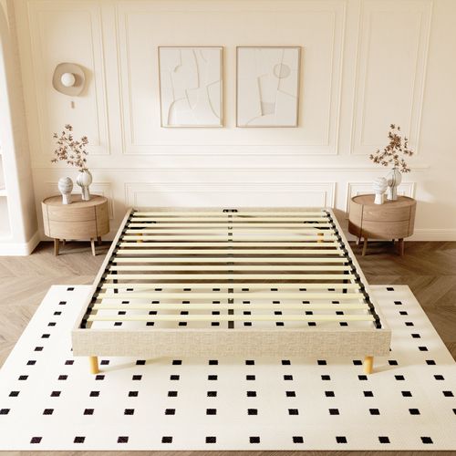 Sommier déco 160x200cm en kit, 14 Lattes, Comfort, Beige