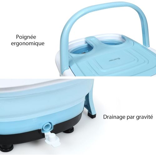 Bain De Pieds Avec Mise à Température De L'eau, Massage Pieds Avec Vibration Des Bulles (bleu)