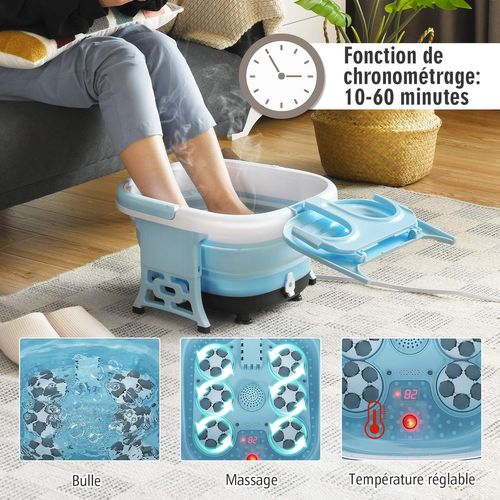 Bain De Pieds Avec Mise à Température De L'eau, Massage Pieds Avec Vibration Des Bulles (bleu)