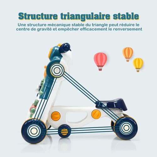 3 En 1 Trotteur Pour Apprendre à Marcher Pousseur Pour Enfants Avec Lumière Et Musique