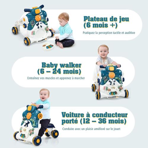 3 En 1 Trotteur Pour Apprendre à Marcher Pousseur Pour Enfants Avec Lumière Et Musique
