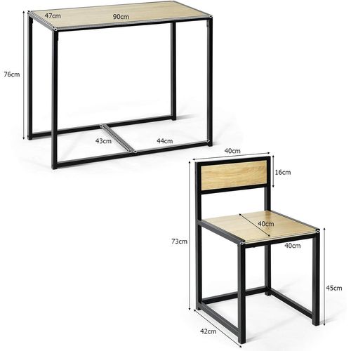Ensemble Table à Manger 1 Table Et 2 Chaises Encastrable Style Industriel Moderne