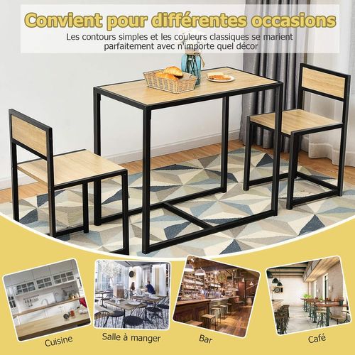 Ensemble Table à Manger 1 Table Et 2 Chaises Encastrable Style Industriel Moderne