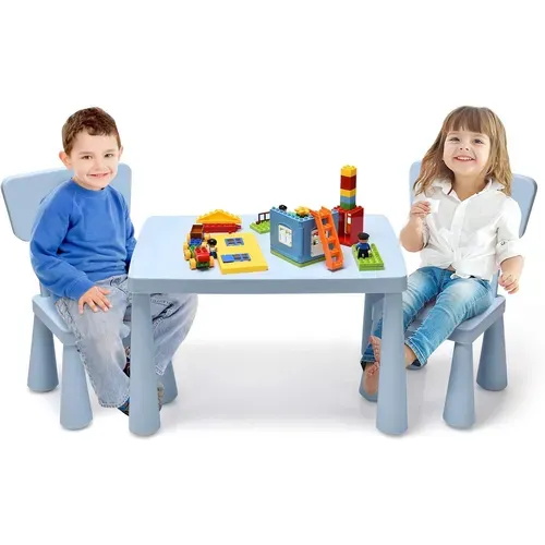 Ensemble Table Et Chaises Pour Enfants De 1 à 7 Ans,1 Table De Jeux Et 2 Chaises Pour Manger,Bleu
