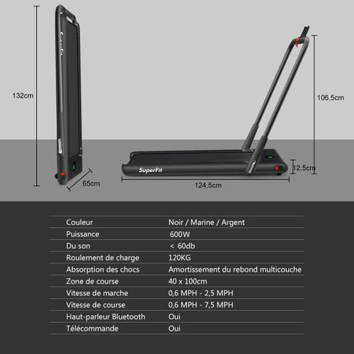 Tapis De Course Electrique Pliable 2 En 1 Contrôlé Par App 12 Km/h