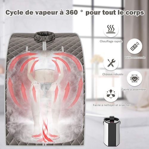 Cabine De Sauna Portable Pliable 3l Avec Télécommande, 9 Options De Minuterie