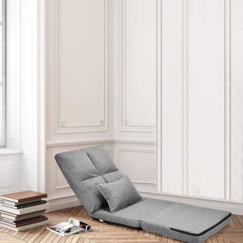 Chaise longue Fauteuil Relax Matelas pliant Dossier réglable Rembourrage Coussin d'intérieur Pouf 194 cm gris, Relaxdays | Leroy Merlin Chaise longue Fauteuil Relax Matelas pliant Dossier réglable Rembourrage Coussin d'intérieur Pouf 194 cm gris, Relaxdays | Leroy Merlin