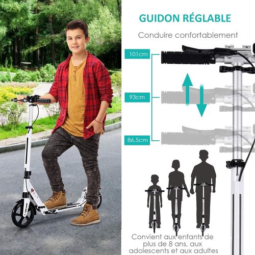 Trottinette Mickey à 2 Roues - Pliable, Guidon Réglable 74-80 Cm, Roues PU 120 Mm, Frein Arrière