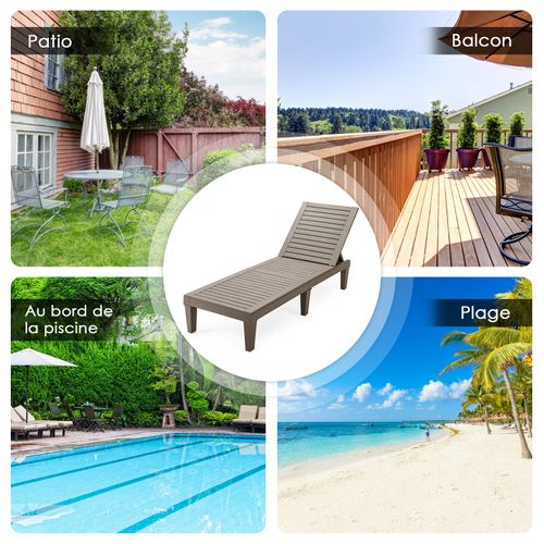 Bain De Soleil Inclinable Chaise Longue Dossier Réglable Sur 5 Positions Charge 180kg Marron