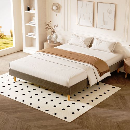 Sommier déco 160x200cm en kit, 14 Lattes, Comfort, Brun