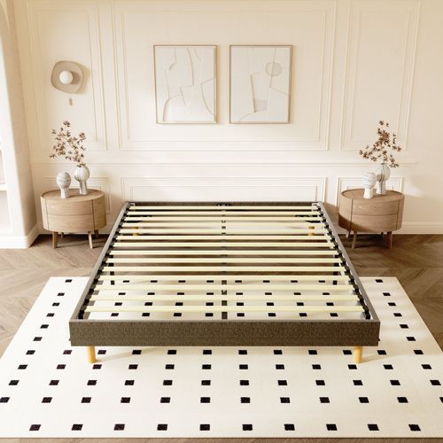 Sommier déco 160x200cm en kit, 14 Lattes, Comfort, Brun