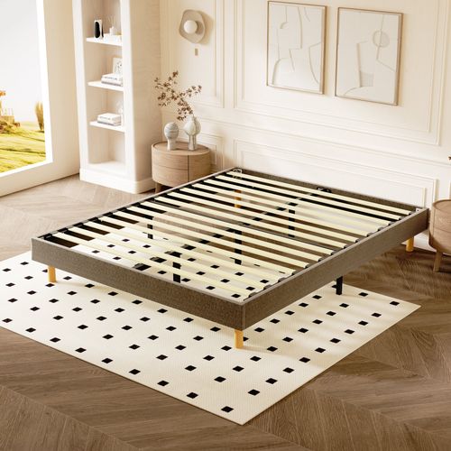 Sommier déco 160x200cm en kit, 14 Lattes, Comfort, Brun