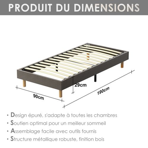 Sommier déco 90x190 cm en kit, 14 Lattes