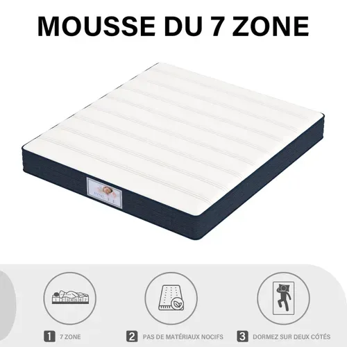 Ensemble Matelas à Ressorts 140x190 cm Epaisseur 22 cm + Sommier Tapissier Déco