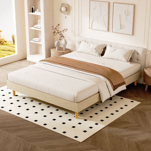 Sommier Tapissier 140x200cm en kit, 14 Lattes, 9 Pieds Hauteur Du Cadre 29 Cm
