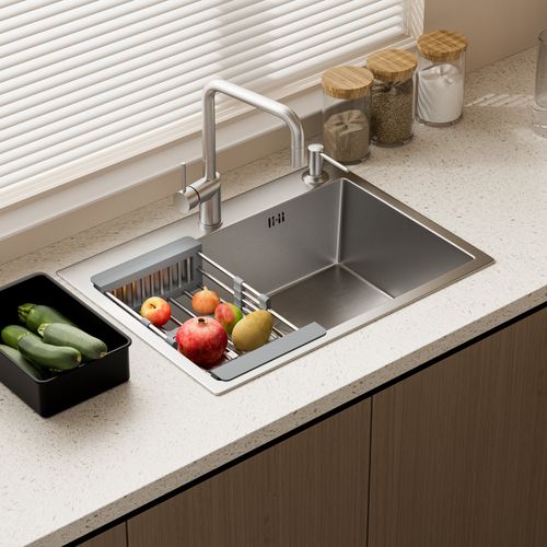 évier Multifonctionnel 70 X 45 X 22 Cm Avec égouttoir À Tasses, Distributeur De Savon, Panier De