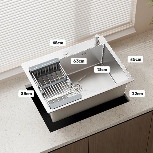 évier Multifonctionnel 70 X 45 X 22 Cm Avec égouttoir À Tasses, Distributeur De Savon, Panier De