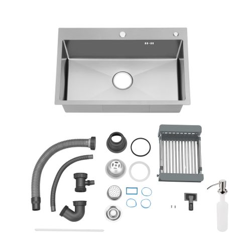 évier Multifonctionnel 70 X 45 X 22 Cm Avec égouttoir À Tasses, Distributeur De Savon, Panier De