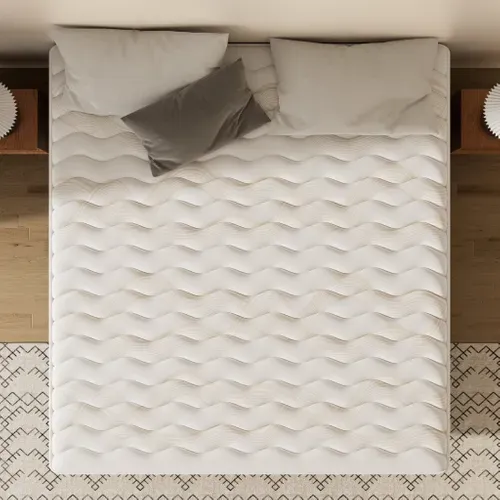 Ensemble Matelas Mousse 140x190 cm Epaisseur 28 cm + Cadre à lattes 9 pieds